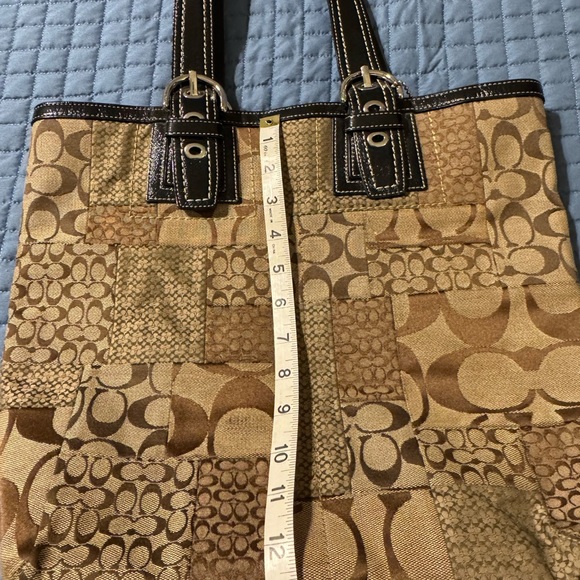 Coach Brown Patchwork Tote - Picture 8 of 12